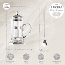 Load image into Gallery viewer, Silver French Press Coffee Maker, 34oz