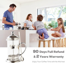 Load image into Gallery viewer, Silver French Press Coffee Maker, 34oz