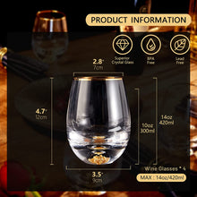 Load image into Gallery viewer, Stemless Wine Glasses Set of 4 (14oz)