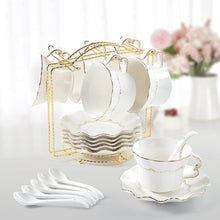 Load image into Gallery viewer, Tea Cups and Saucers Set of 6 (white)