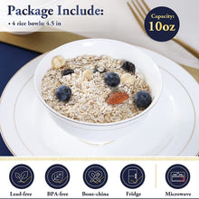 Load image into Gallery viewer, White Rice Bowls Set of 4 (4.5in/10oz)