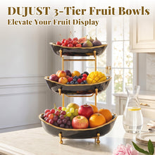 Load image into Gallery viewer, DUJUST 3 Tier Fruit Bowl - Black Gold
