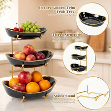 Load image into Gallery viewer, DUJUST 3 Tier Fruit Bowl - Black Gold
