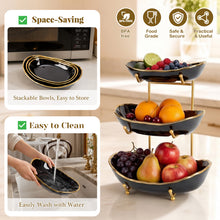 Load image into Gallery viewer, DUJUST 3 Tier Fruit Bowl - Black Gold
