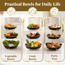Load image into Gallery viewer, DUJUST 3 Tier Fruit Bowl - Black Gold
