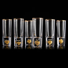 Load image into Gallery viewer, DUJUST Crystal Shot Glasses (2oz), Shot Glass Set Decorated with 24K Gold Leaf Flakes, Cool &amp; Cute Shot Cups, BPA-Free &amp; Lead-Free, Perfect for Décor &amp; Collection, Gift Choices - 6 pcs
