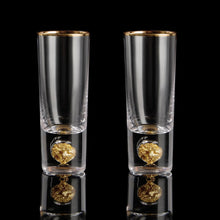 Load image into Gallery viewer, DUJUST Crystal Shot Glasses (2oz), Shot Glass Set Decorated with 24K Gold Leaf Flakes, Cool &amp; Cute Shot Cups, BPA-Free &amp; Lead-Free, Perfect for Décor &amp; Collection, Gift Choices - 2 pcs
