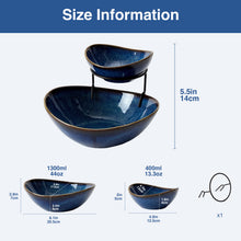 Load image into Gallery viewer, DUJUST 2 Tier Chip and Dip Serving Set, Kiln Altered Glaze Ceramic Dip Bowl
