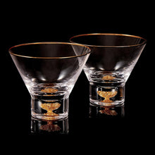 Load image into Gallery viewer, DUJUST Luxury Martini Glasses Set of 2 with Golden Rim (8oz), Crystal Stemless Cocktail Glasses with 24K Gold Leaf Flakes, Margarita Glasses for Home bar/Manhattan/Cosmopolitan, BPA &amp; Lead-Free
