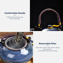 Load image into Gallery viewer, DUJUST  Traditional Japanese Tea Pot, Kiln Altered Glaze Porcelain Teapot with Stainless Infuser, Unique Chinese Teapot for Adults/Tea Lovers/Women/Men, Blue
