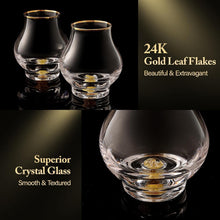 Load image into Gallery viewer, DUJUST‌ Elegant Curvaceous Snifter Glasses Set of 2 (7oz), Crystal Whiskey Glass with 24K Gold Leaf Flakes, ONE OF A KIND, Luxury Glass for Brandy/Bourbon/Tequila, BPA-Free&amp;Lead-Free
