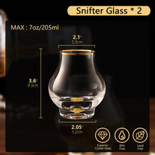 Load image into Gallery viewer, DUJUST‌ Elegant Curvaceous Snifter Glasses Set of 2 (7oz), Crystal Whiskey Glass with 24K Gold Leaf Flakes, ONE OF A KIND, Luxury Glass for Brandy/Bourbon/Tequila, BPA-Free&amp;Lead-Free
