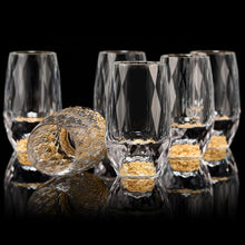 Load image into Gallery viewer, DUJUST Shot Glasses with Diamond Design (1.5oz), Crystal Shot Glass Set Decorated with 24K Gold Leaf Flakes, Luxury Shot Cups, BPA-Free &amp; Lead-Free, Perfect for Décor &amp; Collection - 6 pcs
