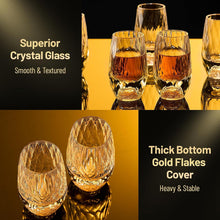 Load image into Gallery viewer, DUJUST Shot Glasses with Diamond Design (1.5oz), Crystal Shot Glass Set Decorated with 24K Gold Leaf Flakes, Luxury Shot Cups, BPA-Free &amp; Lead-Free, Perfect for Décor &amp; Collection - 6 pcs
