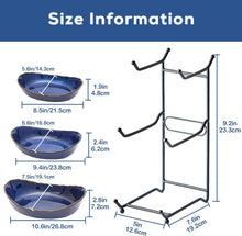 Load image into Gallery viewer, DUJUST 3 Tier Fruit Bowl, Kiln Altered Glaze Ceramic Fruit Stand, Stackable &amp; Easy to Store, Multifunctional Serving Tray for Fruit/Vegetables/Snacks, Microwave &amp; Dishwasher Safe - Dark Blue
