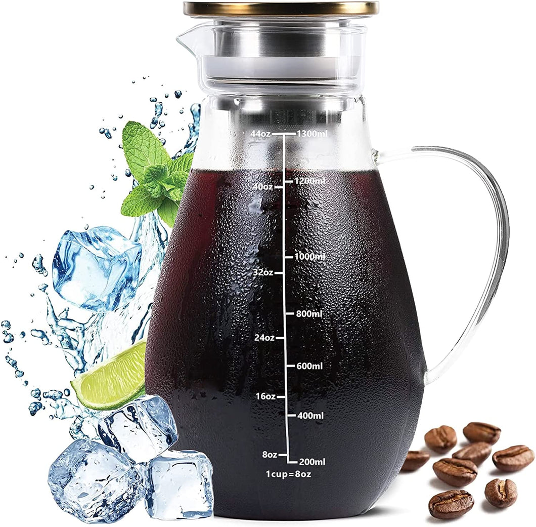 Cold Brew Coffee Maker, Glass Iced Coffee Maker & Iced Tea Maker, Glass  Carafe, Coffee Carafe, Removable Stainless Steel Filter, cold brew maker