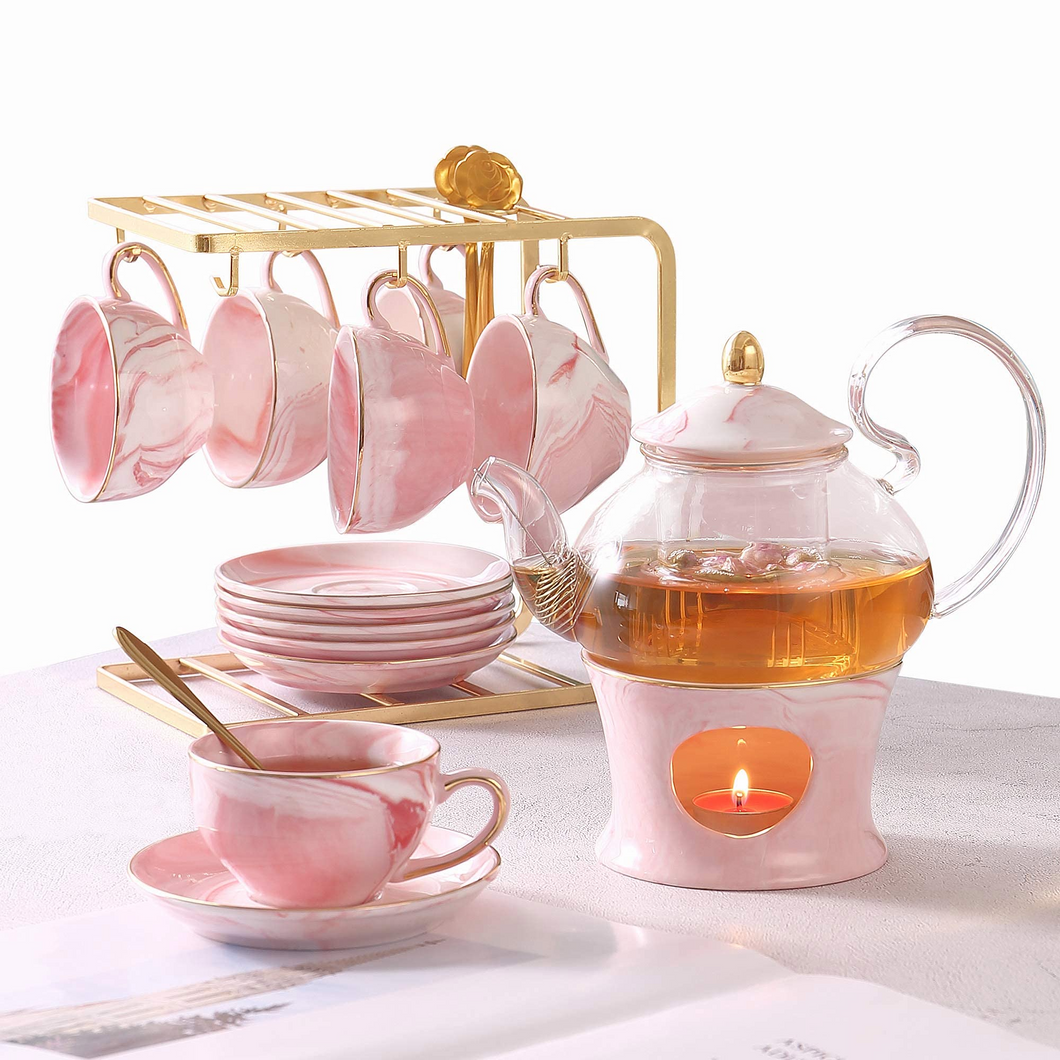 Pink Marble Tea Set of 6