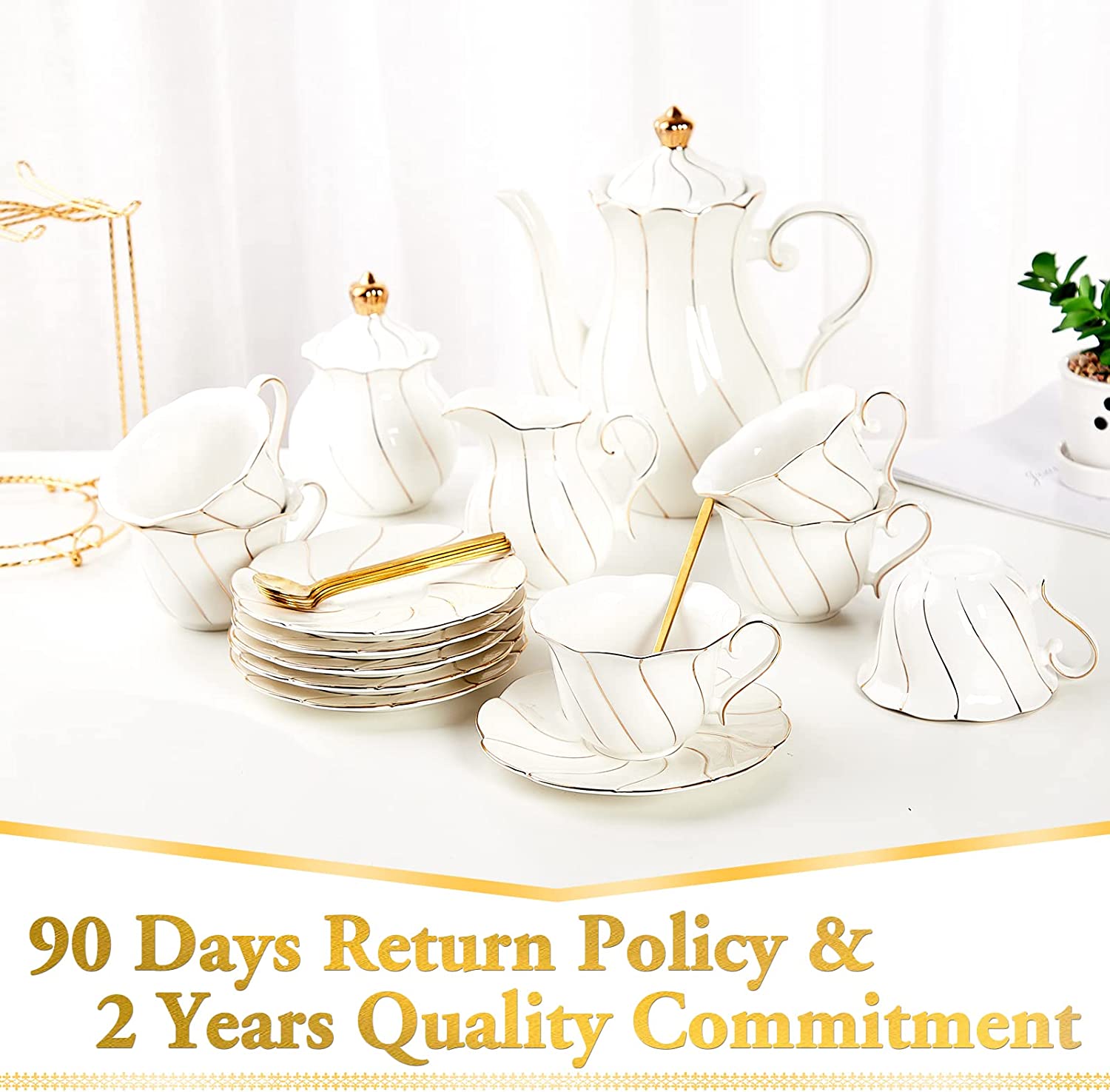 DUJUST 22 pcs White Porcelain Tea Set – dujustware