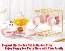Load image into Gallery viewer, Pink Marble Tea Set of 6

