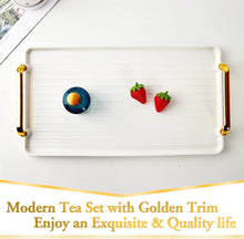 Load image into Gallery viewer, Porcelain Serving Tray with Golden Handles
