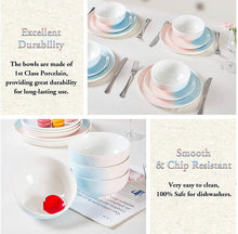 Load image into Gallery viewer, DUJUST Pastel Pink &amp; Blue Porcelain Dinner Bowls of 4
