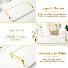 Load image into Gallery viewer, Porcelain Serving Tray with Golden Handles
