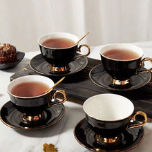 Load image into Gallery viewer, DUJUST Tea Cups and Saucers Set of 4 (7.4oz)
