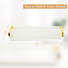 Load image into Gallery viewer, Porcelain Serving Tray with Golden Handles
