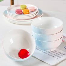 Load image into Gallery viewer, DUJUST Pastel Pink &amp; Blue Porcelain Dinner Bowls of 4
