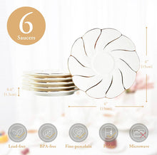 Load image into Gallery viewer, DUJUST 6 pcs Tea Ceramic Saucers 6 inch
