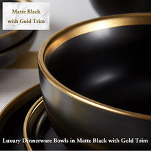 Load image into Gallery viewer, DUJUST Matte Black Porcelain Dinner Bowls of 4
