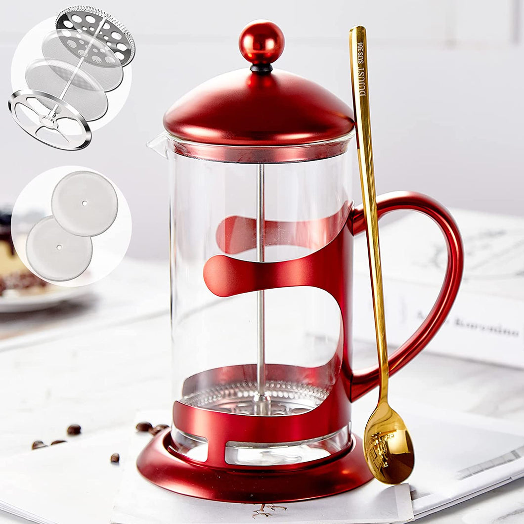 Red French Press Coffee Maker, 34oz