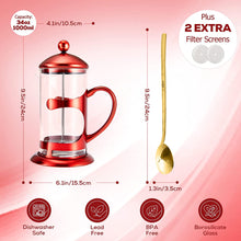 Load image into Gallery viewer, Red French Press Coffee Maker, 34oz

