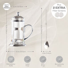Load image into Gallery viewer, Silver French Press Coffee Maker, 34oz
