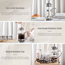 Load image into Gallery viewer, Silver French Press Coffee Maker with 6 Cups, 1 Tray, 34oz
