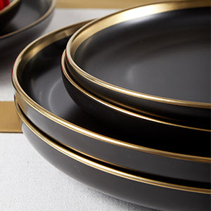 Matte Black Porcelain Dinner Plates of 6, 10.5 inch