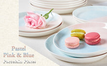 Load image into Gallery viewer, Pastel Pink &amp; Blue Porcelain Dinner Plates of 6

