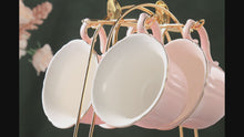 Load and play video in Gallery viewer, Tea Cups and Saucers Set of 4 (pink)
