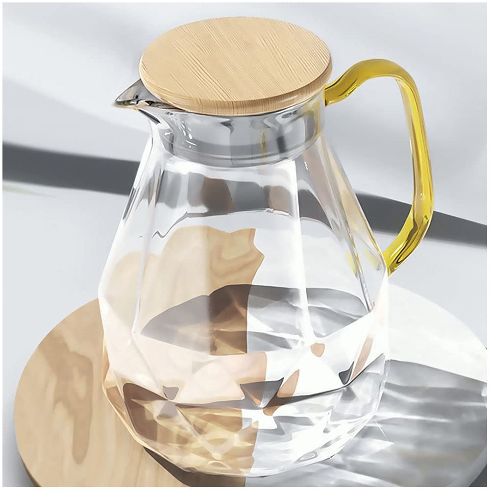DUJUST Glass Pitcher with Lid [68 oz]